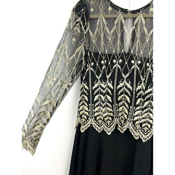 Vintage Cachet by Bari Protas Women Long Sleeve Dress Size 11/12 Lace Mesh Sheer - Picture 10 of 12